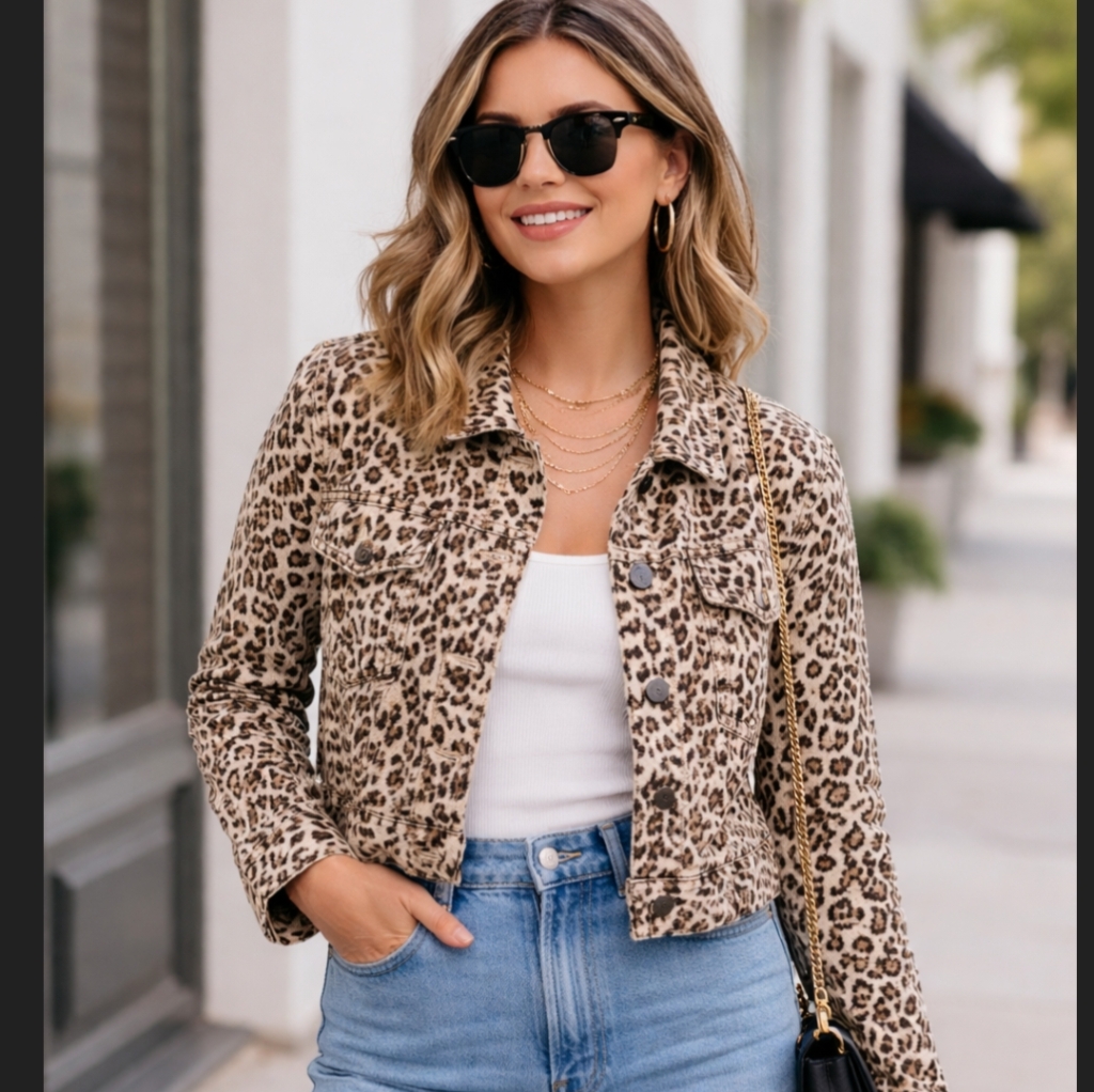 Chico's Animal Print Jean Jacket